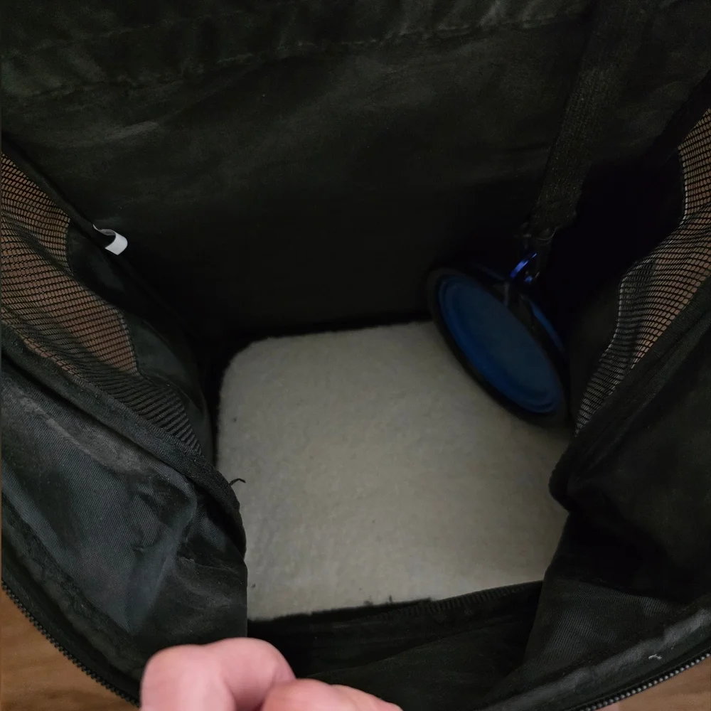 Gray Pet Carrier Backpack With Water Bowl by Pawsse